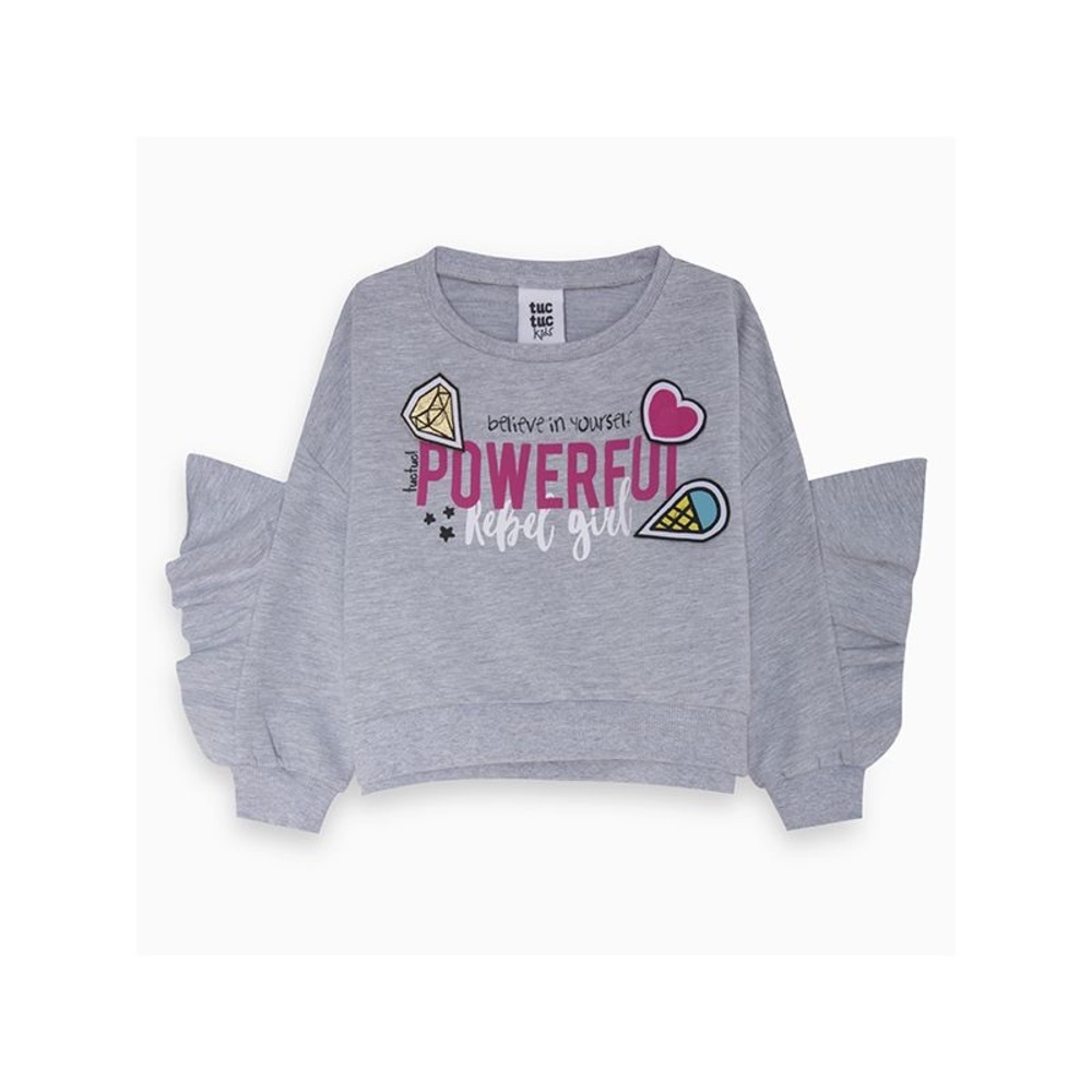 Grey Sweatshirt with Removable Patches